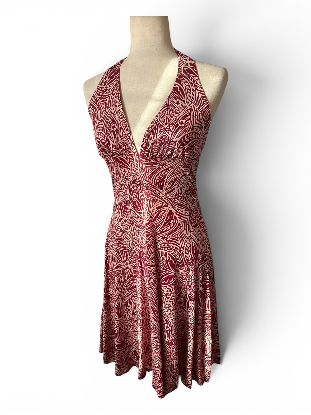 Y2K Papaya Halter Dress in Paisley